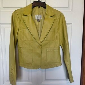 Y2K Spiegel Women's Green Leather Jacket Blazer